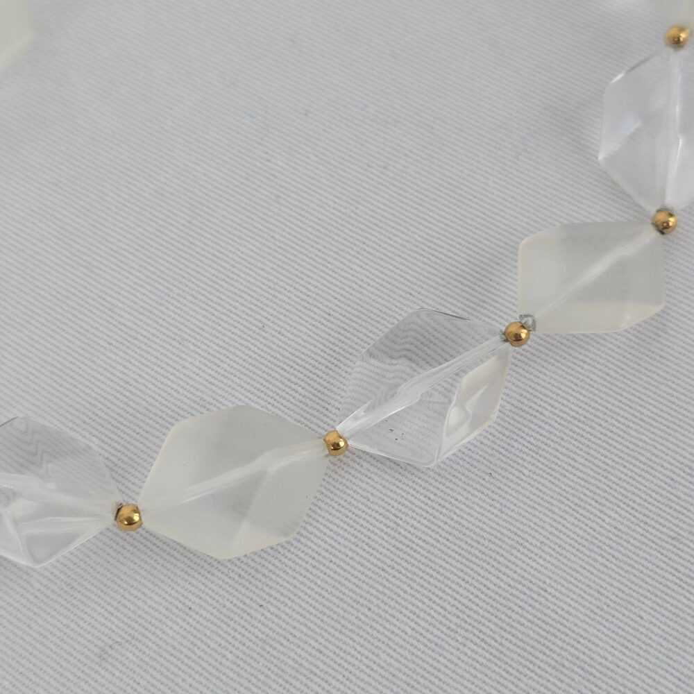 Vintage Avon Clear and Frosted Geometric Bead Necklace & Earring Set - Picture 4 of 10
